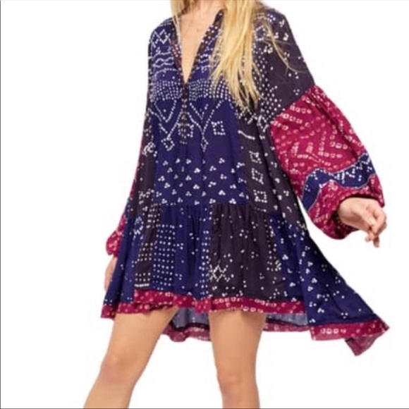 Free People Dresses & Skirts - Free People Shibori Long Sleeve Tunic Dress